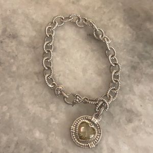 Judith Ripka Canary Crystal Heart Charm Bracelet